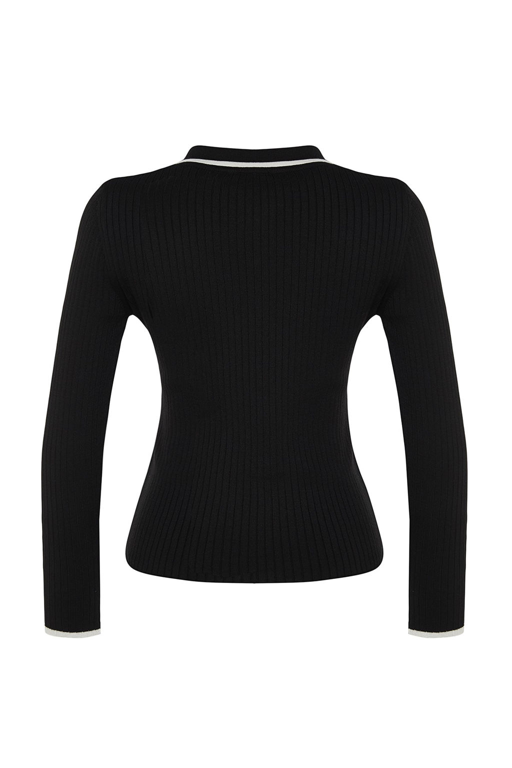 Siyah Merserize Gorunumlu Premium/Ozel Iplik Polo Yaka Triko Kazak TWOAW24KZ00808 - Trendyolmilla фото 7