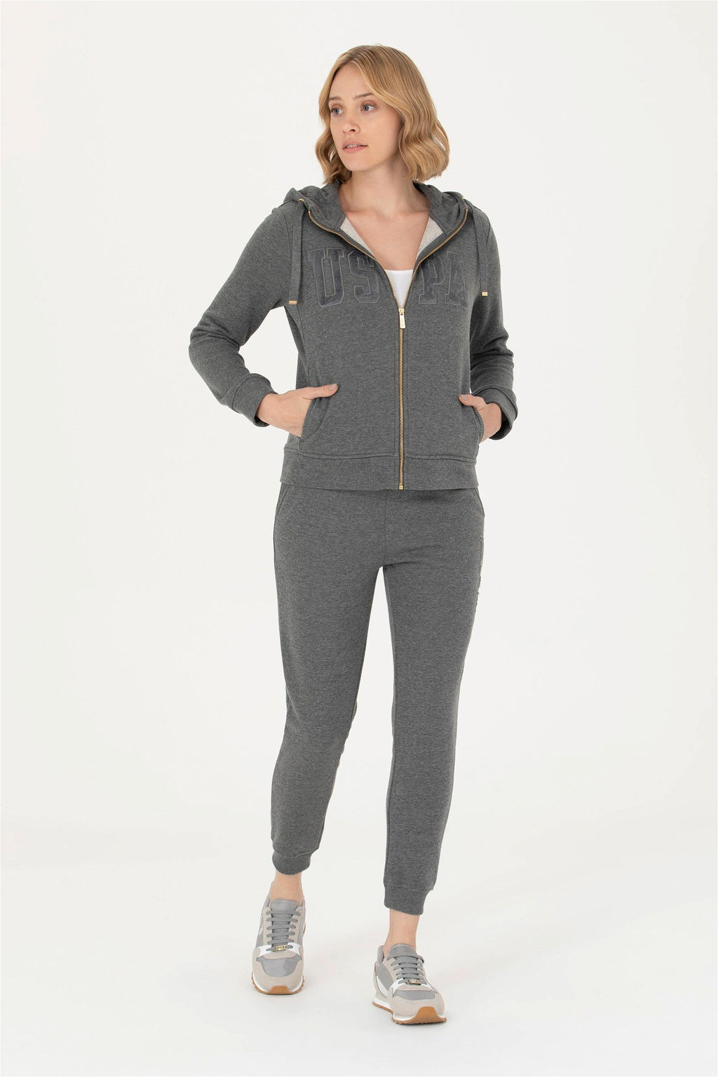 Женская базовая толстовка с капюшоном антрацитового меланжа Неожиданная скидка в корзине - U.s. polo assn фото 4