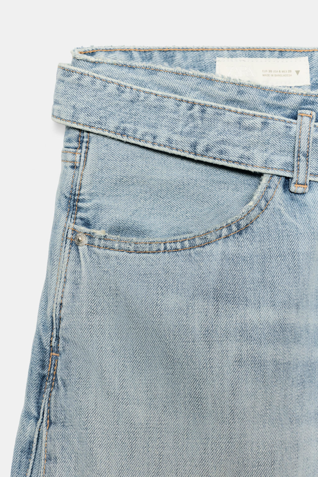 JEANS TRF CINTUR?N PLIEGUES TIRO MEDIO / Azul - Zara фото 5