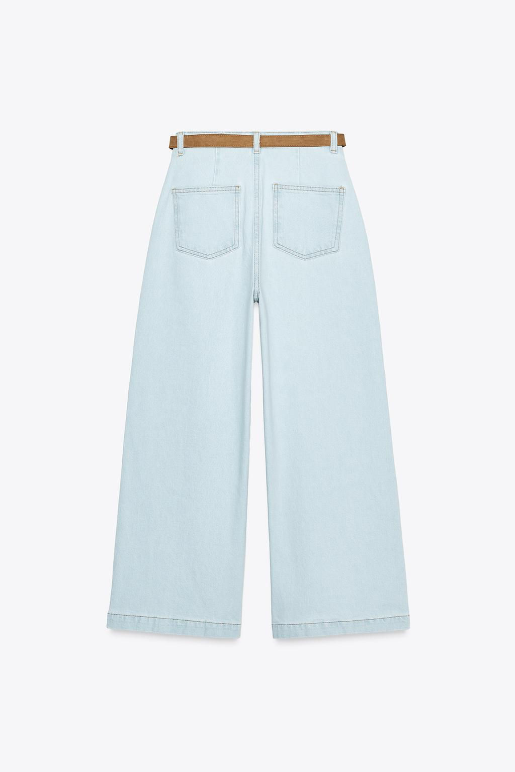 Z1975 WIDE-LEG CROPPED HIGH-WAIST BELTED JEANS - Zara фото 8