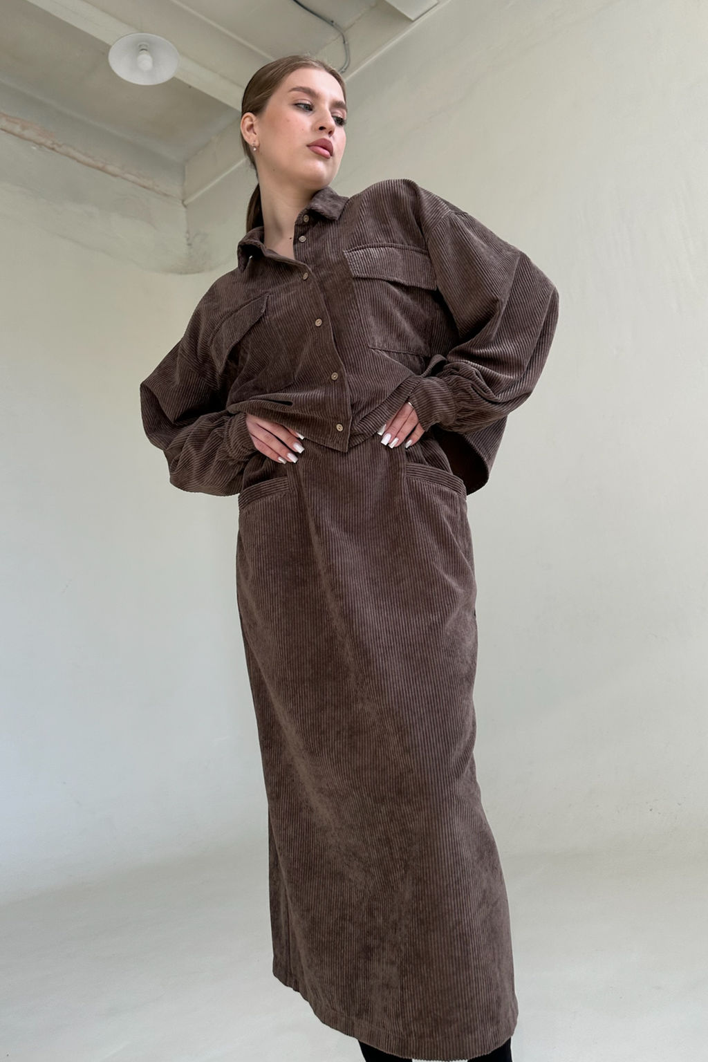 Рубашка вельвет 080/02/Коричневый - M&G all natural фото 6