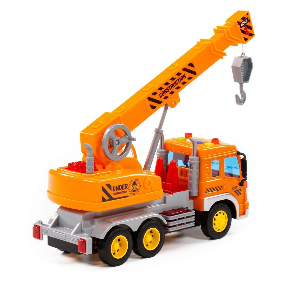 Сити, автомобиль-кран инерционный (со светом и звуком) (оранжевый) (в коробке) - Полесье фото 4