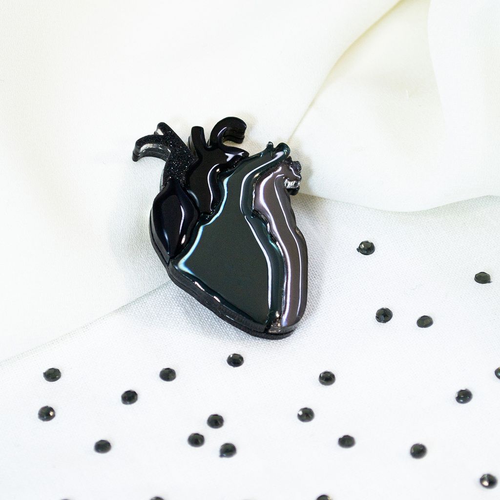 Брошь Сердце\Heart brooch,Black Вид товара - Orgalica фото 4