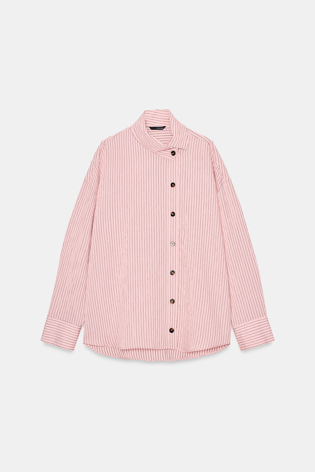 CAMISA CUELLO SUBIDO RAYAS / Rosa