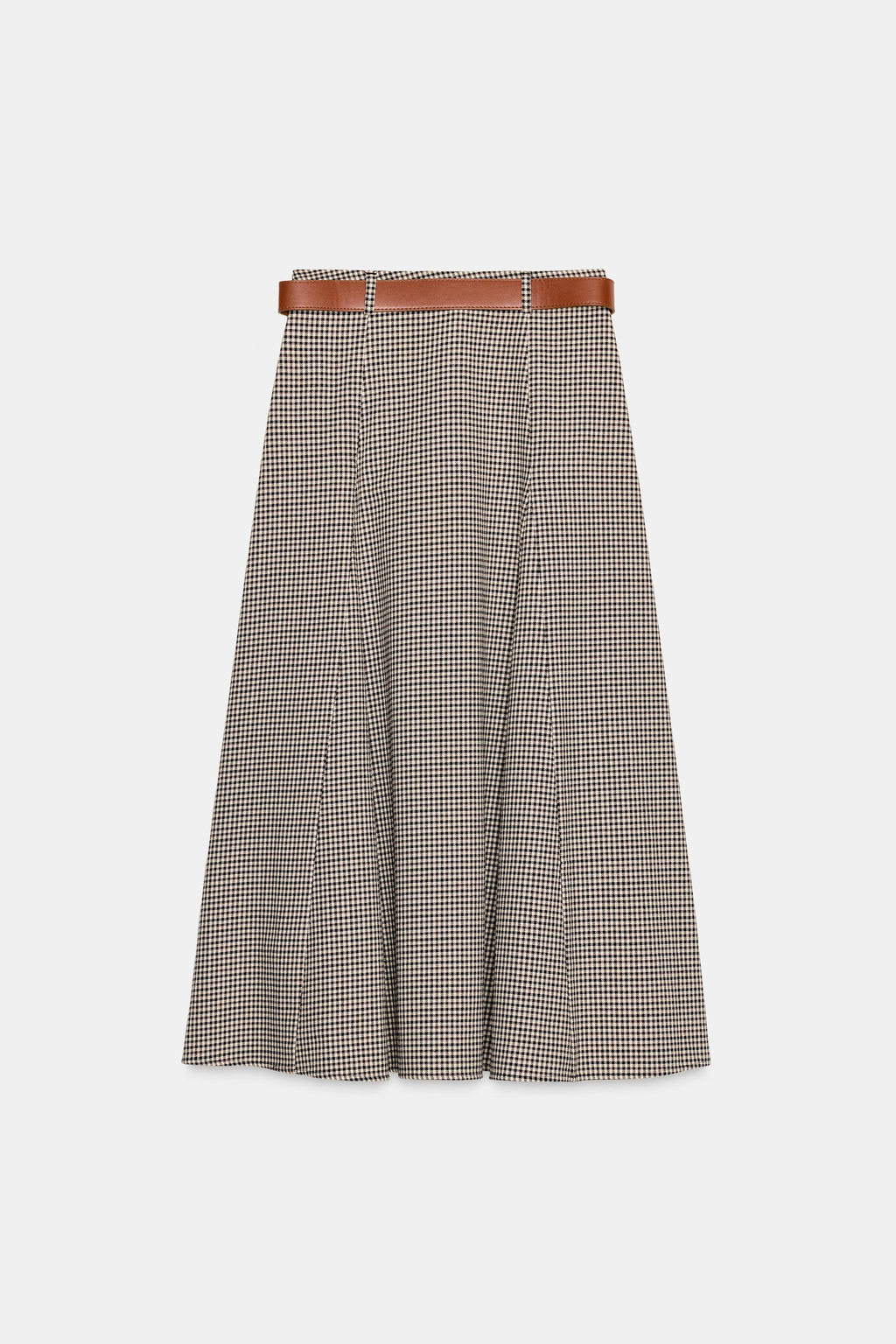 HOUNDSTOOTH CAPE BELT MIDI SKIRT - Zara фото 7