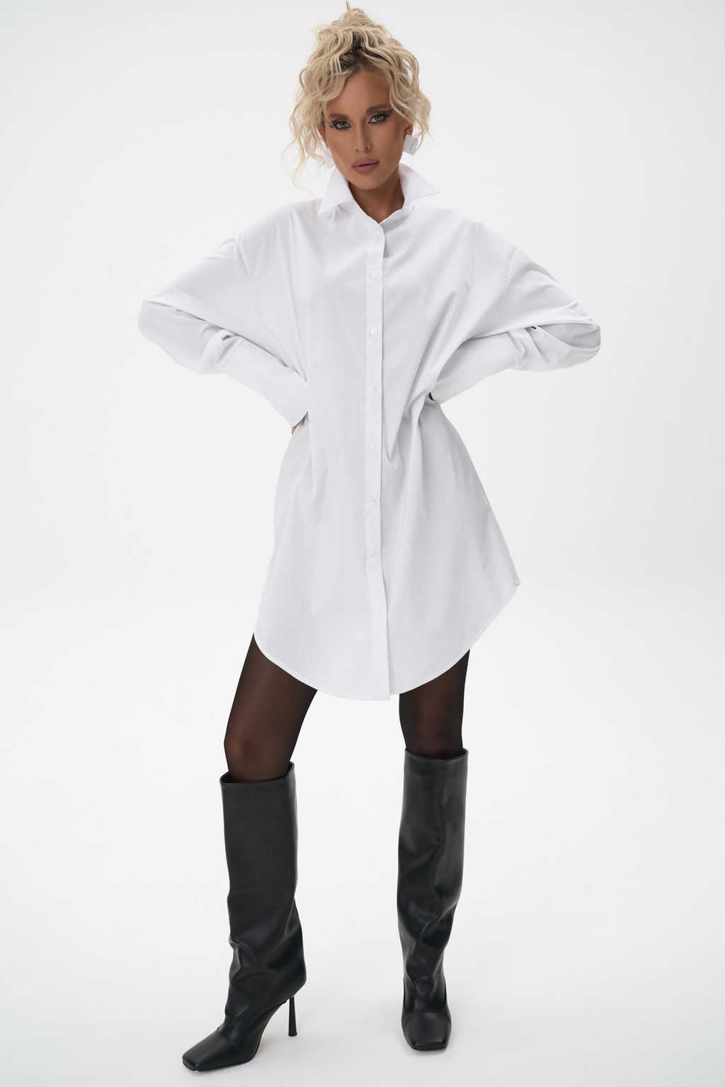 Платье рубашка Пэрис (белый)