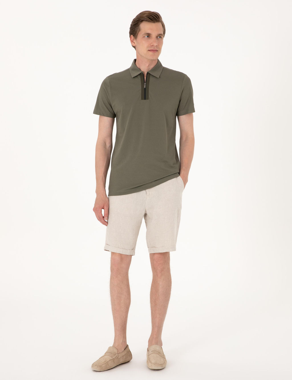 Haki Ultralight Kuma_ Slim Fit Polo Yaka Ti__rt