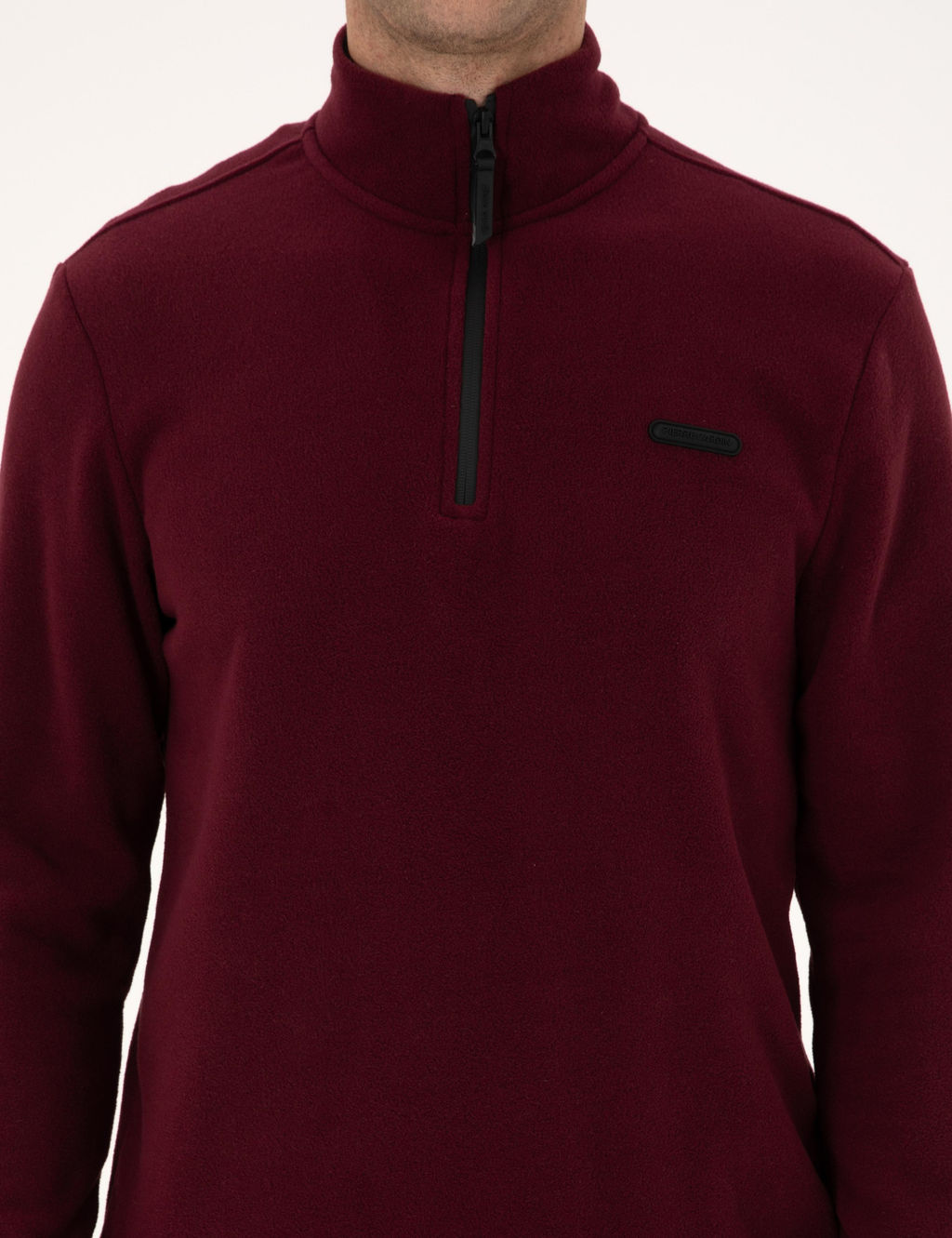 Bordo Regular Fit Yar_m Fermuarl_ Polar Sweatshirt