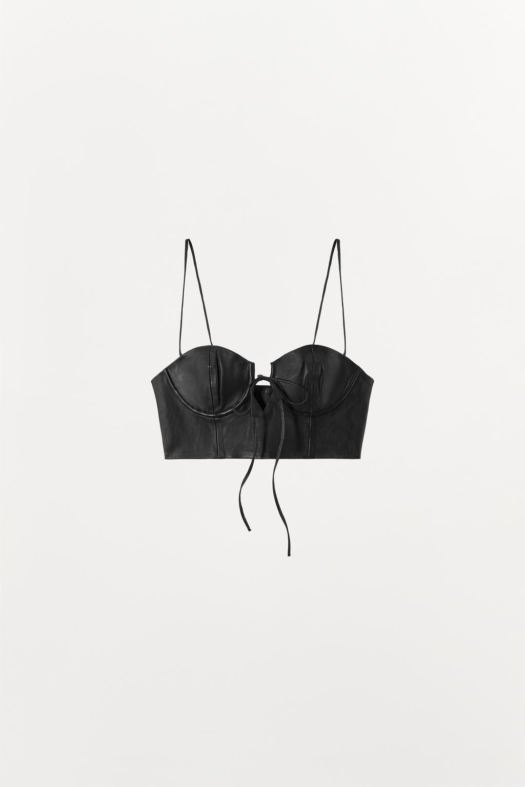 LEATHER TIE TOP - Zara фото 4