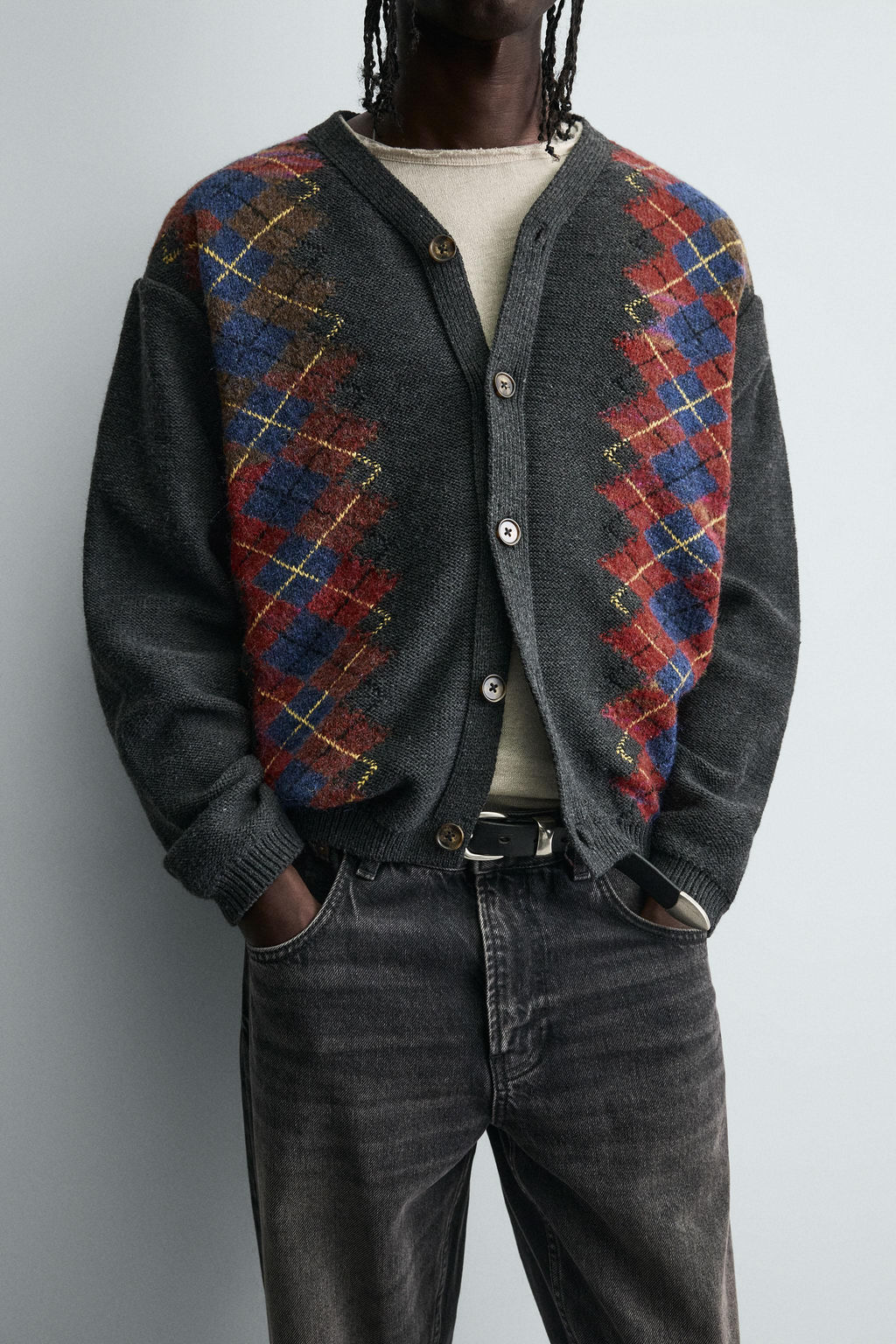 DIAMOND JACQUARD CARDIGAN - Zara фото 6