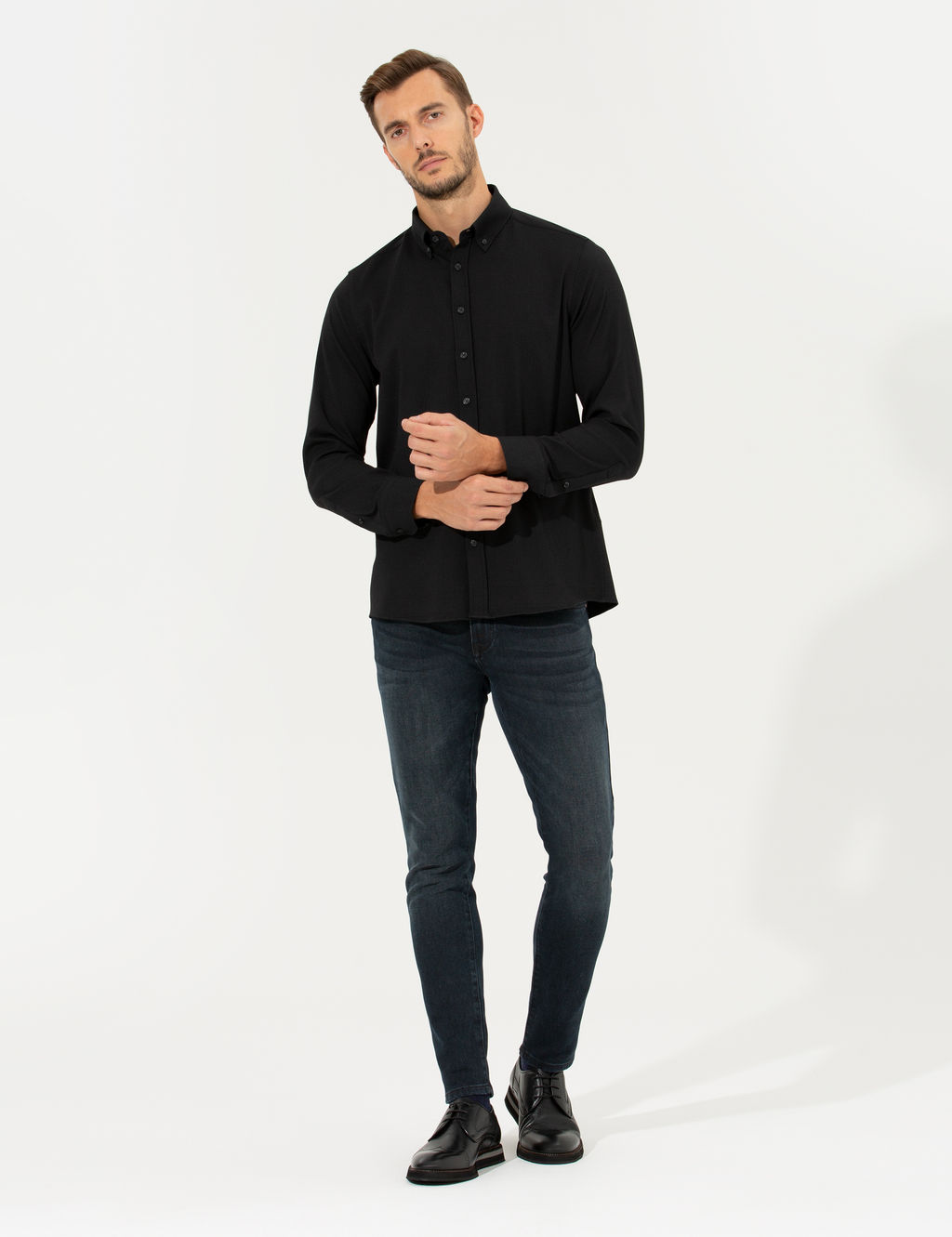 Siyah Slim Fit Uzun Kollu G_mlek