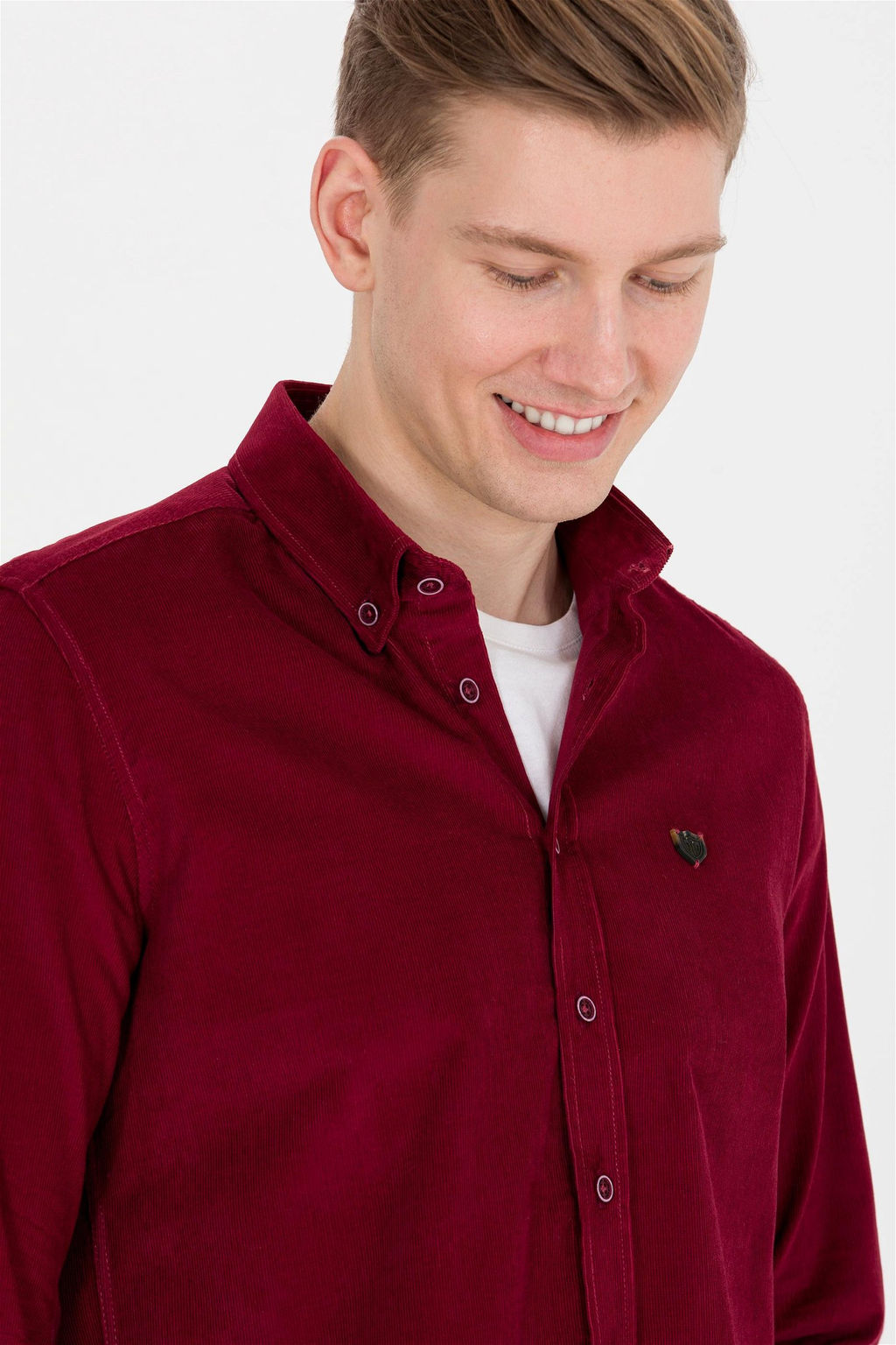 U. S. Polo Assn Мужская рубашка с длинным рукавом вишневого цвета - U.s. polo assn фото 10