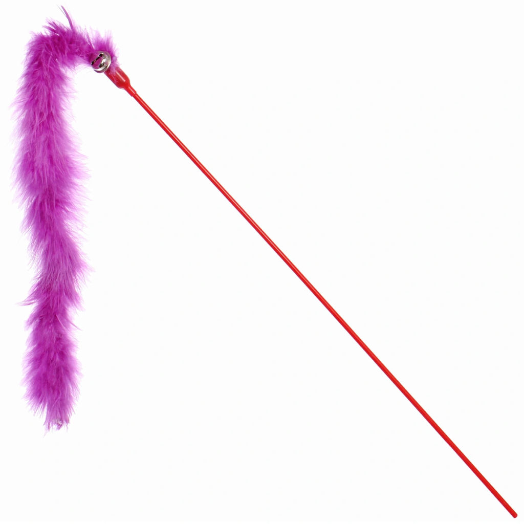 Цена за 6 шт. Игрушка - дразнилка на палочке "ЦапЦап", пушистик и колокольчик, микс три цвета, 50см ( пакет с подвесом)