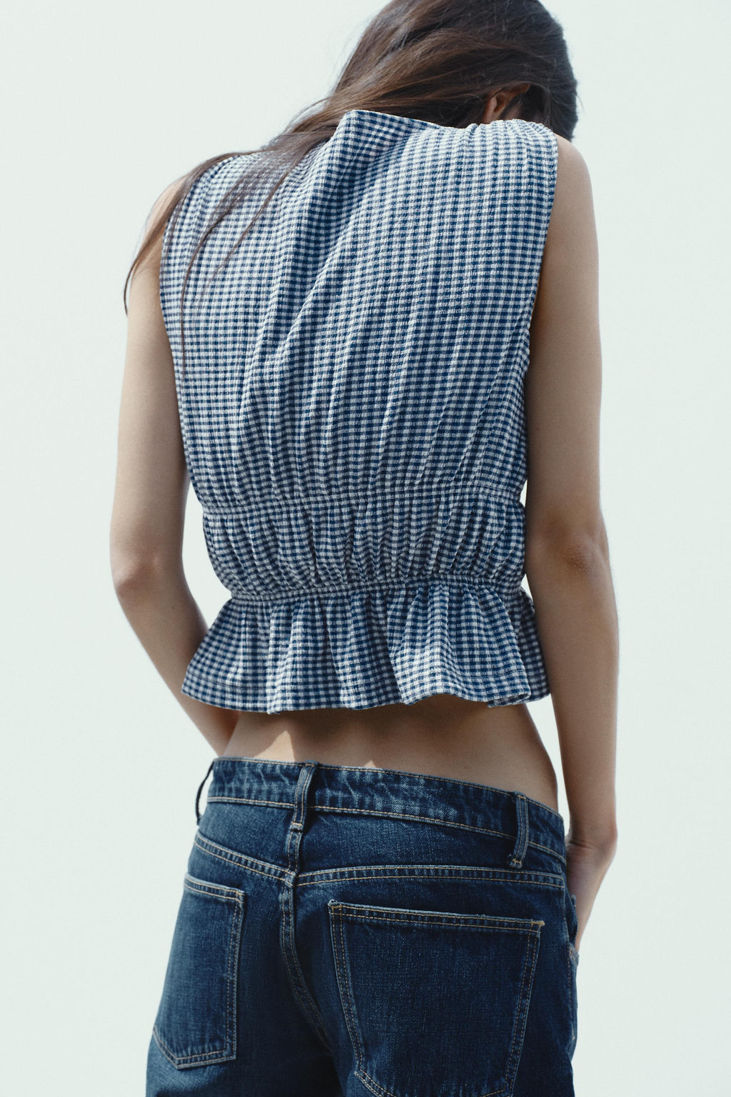 GINGHAM TOP WITH TIES - Zara фото 4