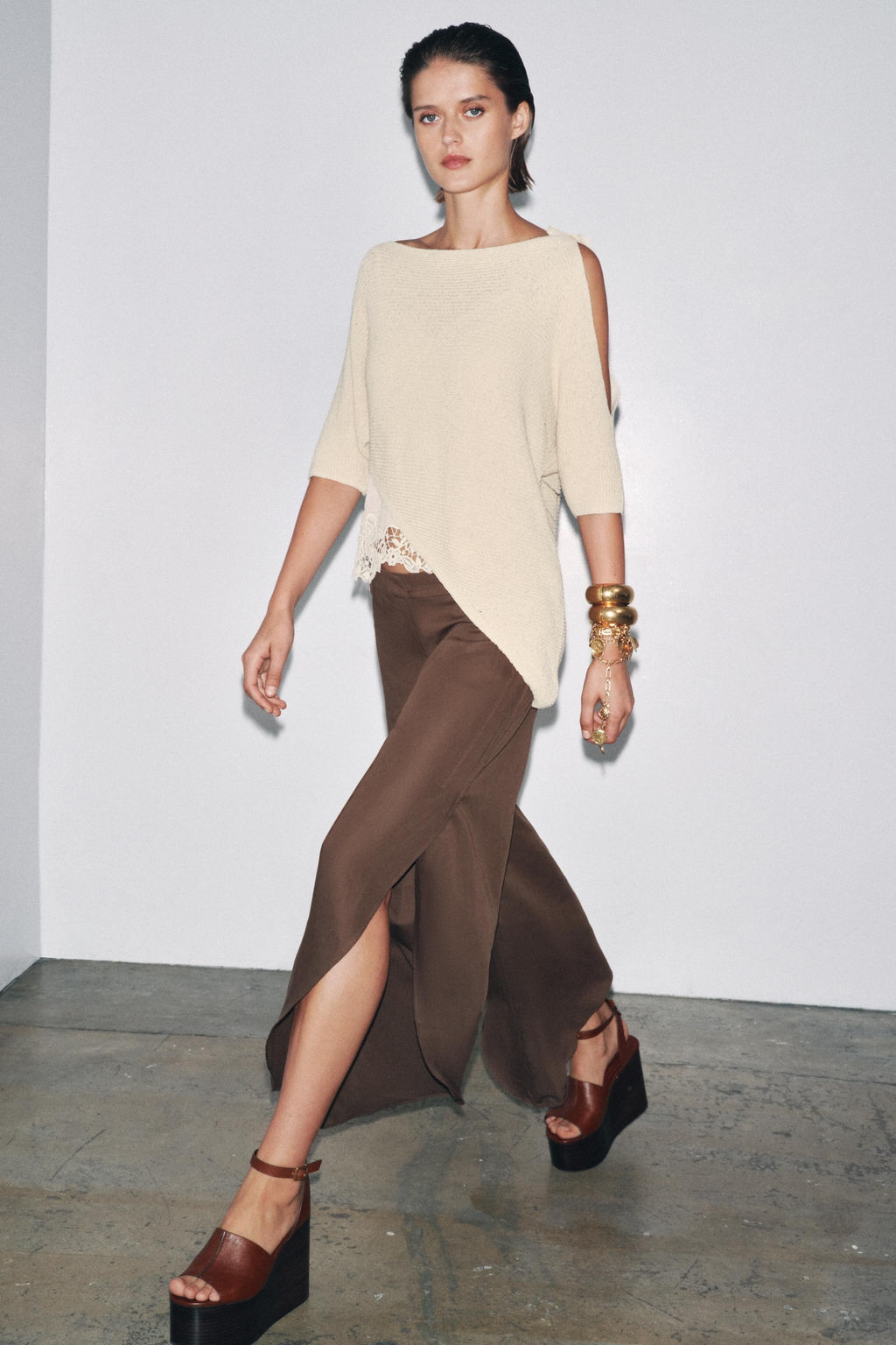 ASYMMETRIC COMBINED KNIT TOP - Zara фото 3