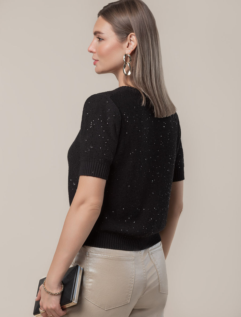 VILATTE / Жакет из хлопковой пряжи с пайетками  фото 7