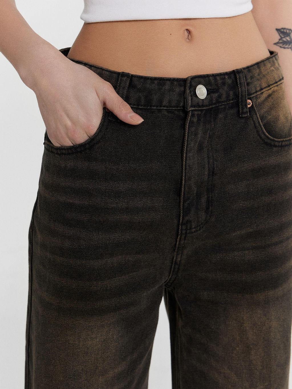 БРЮКИ ЖЕНСКИЕ ДЖИНСОВЫЕ т.серый +тинт 2024-2DTW501-6