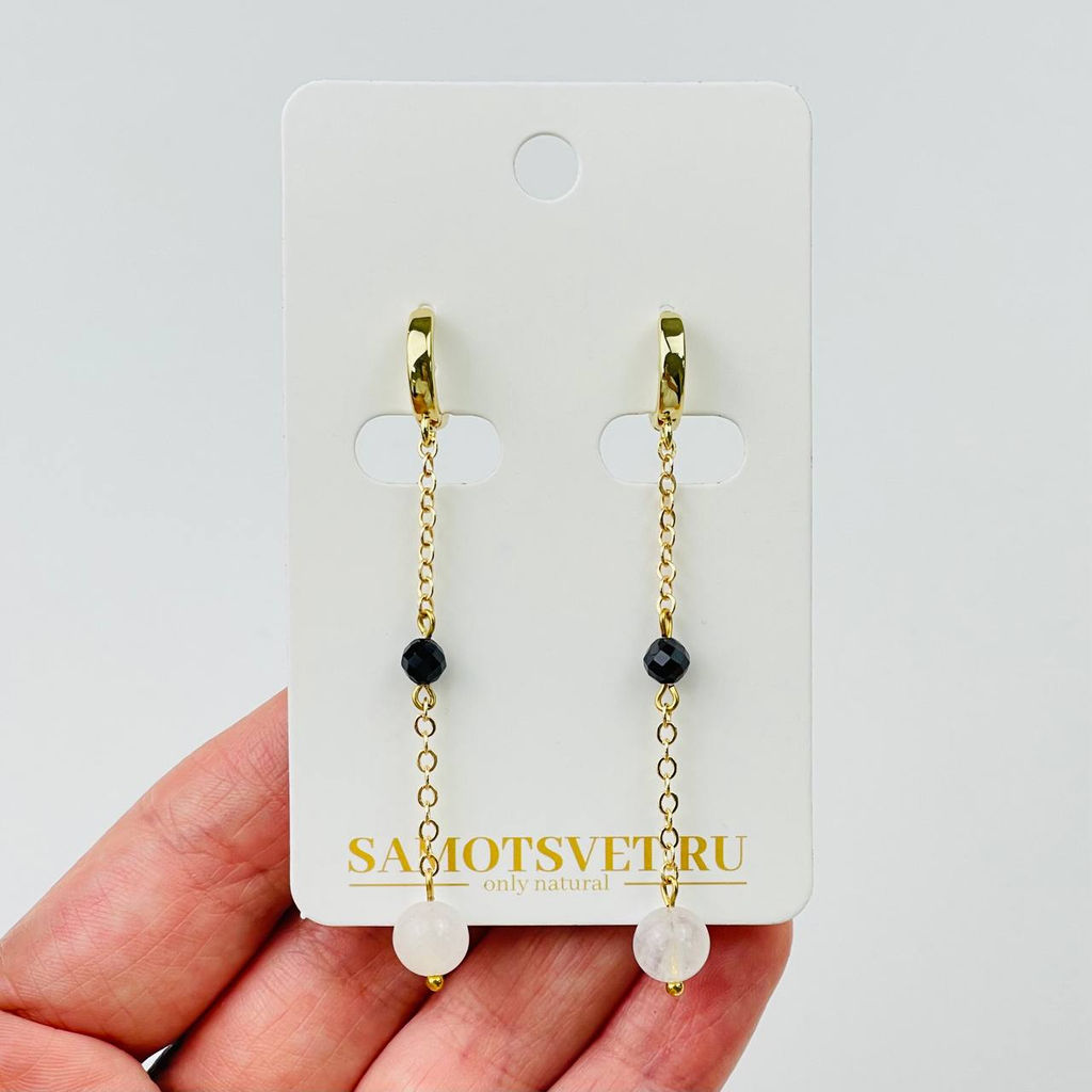 Серьги из Лунного камня и Шпинели
