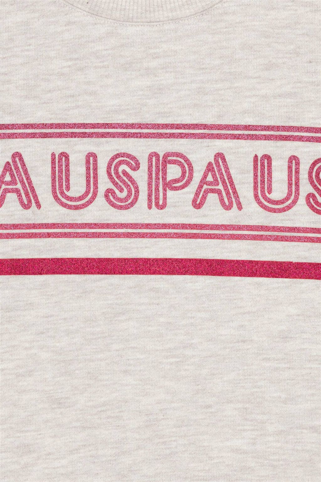 Бежевая меланжевая толстовка для девочек с круглым вырезом - U.s. polo assn фото 3