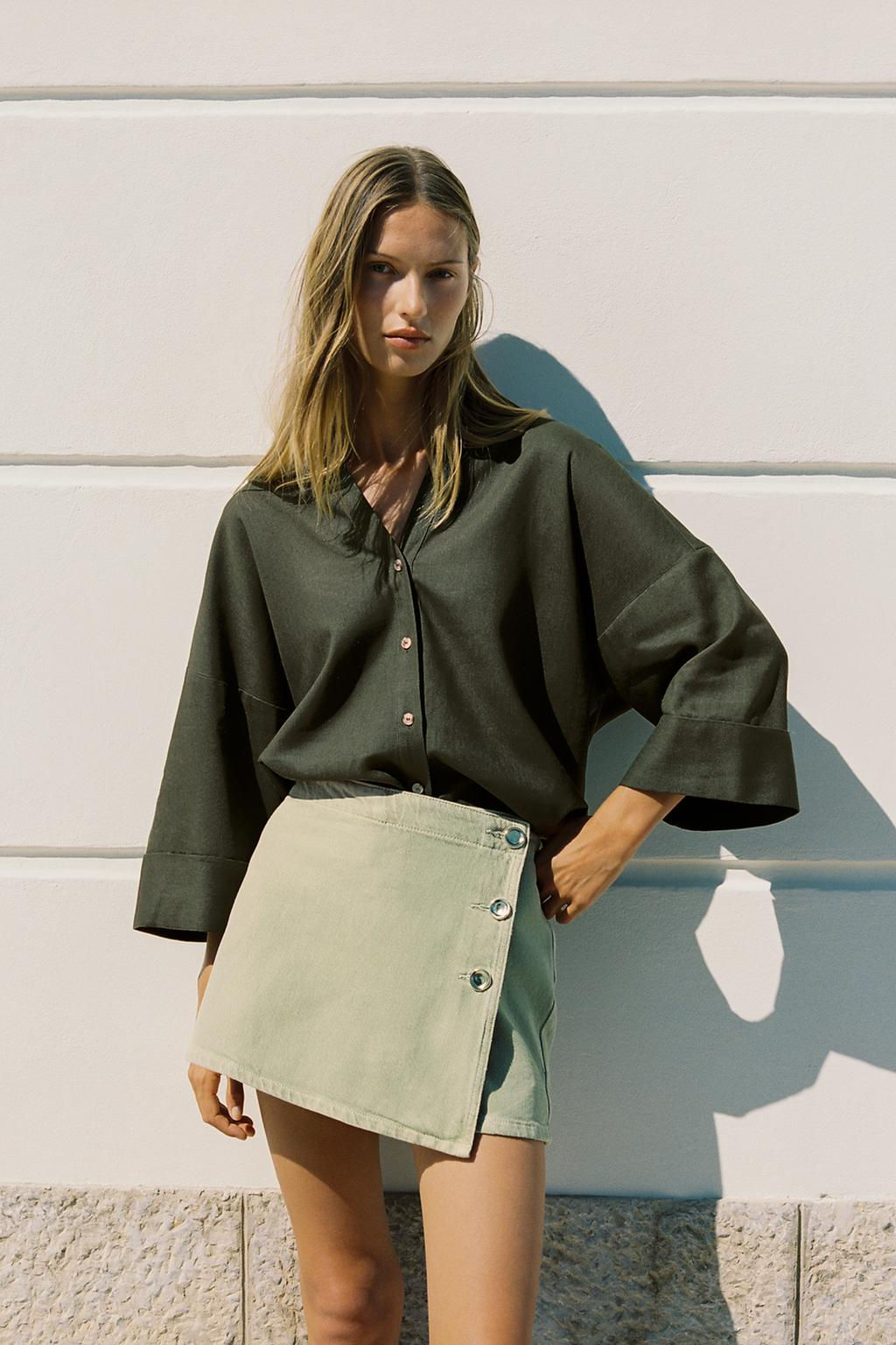 WIDE-SLEEVE LINEN BLEND SHIRT - Zara фото 34