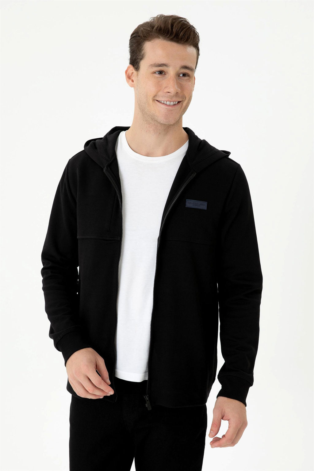 U. S. Polo Assn Мужской черный вязаный кардиган с капюшоном - U.s. polo assn фото 3