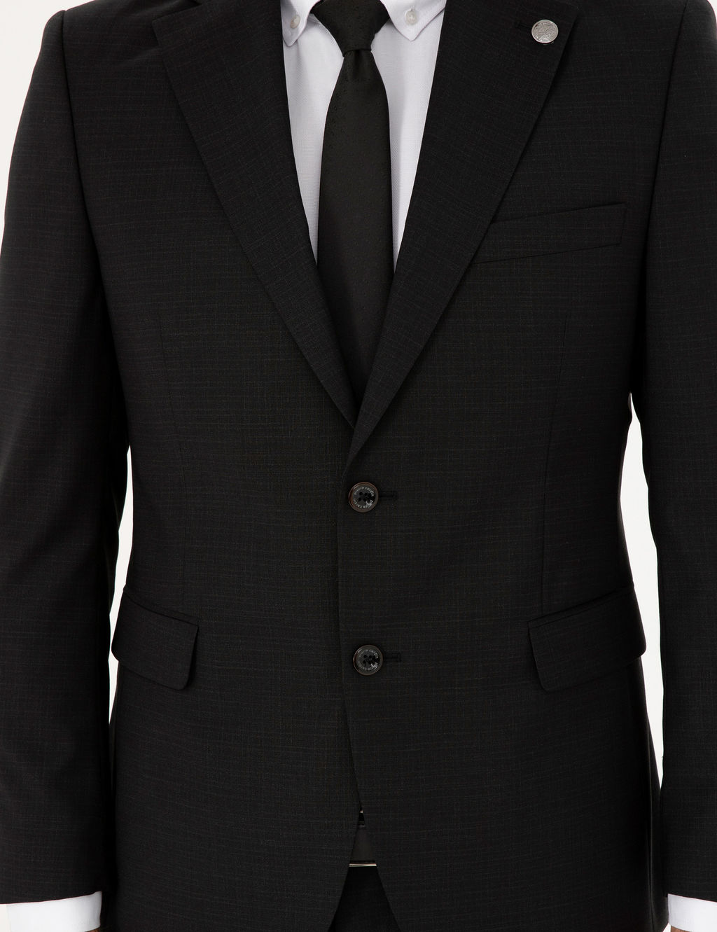 Siyah Slim Fit %100 Y_n Tak_m Elbise