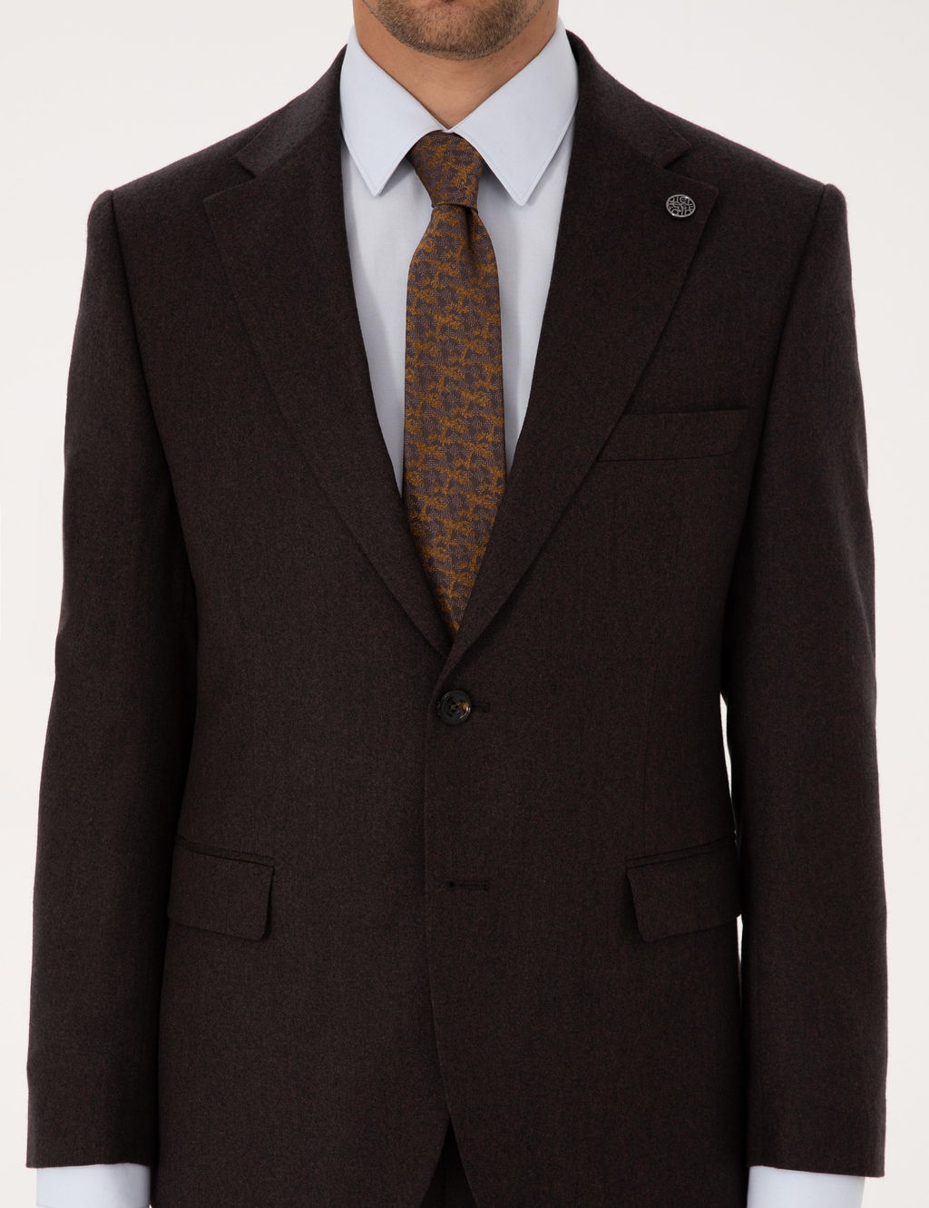 Kahverengi Slim Fit %100 Y_n Tak_m Elbise
