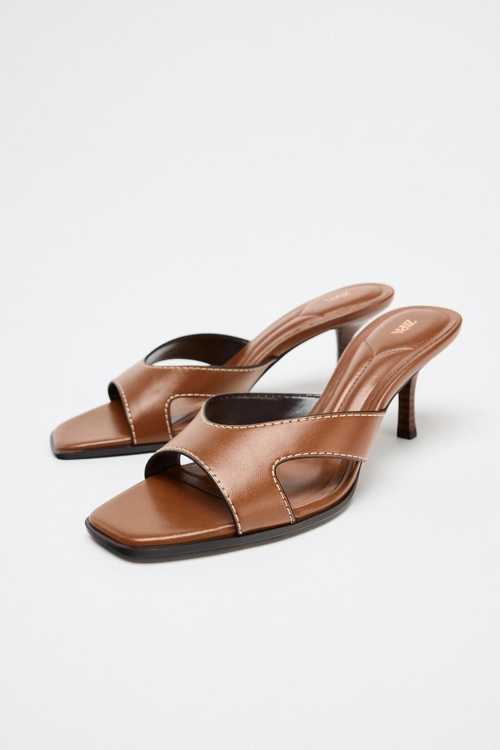HIGH-HEEL SANDALS WITH TOPSTITCHING - Zara фото 3