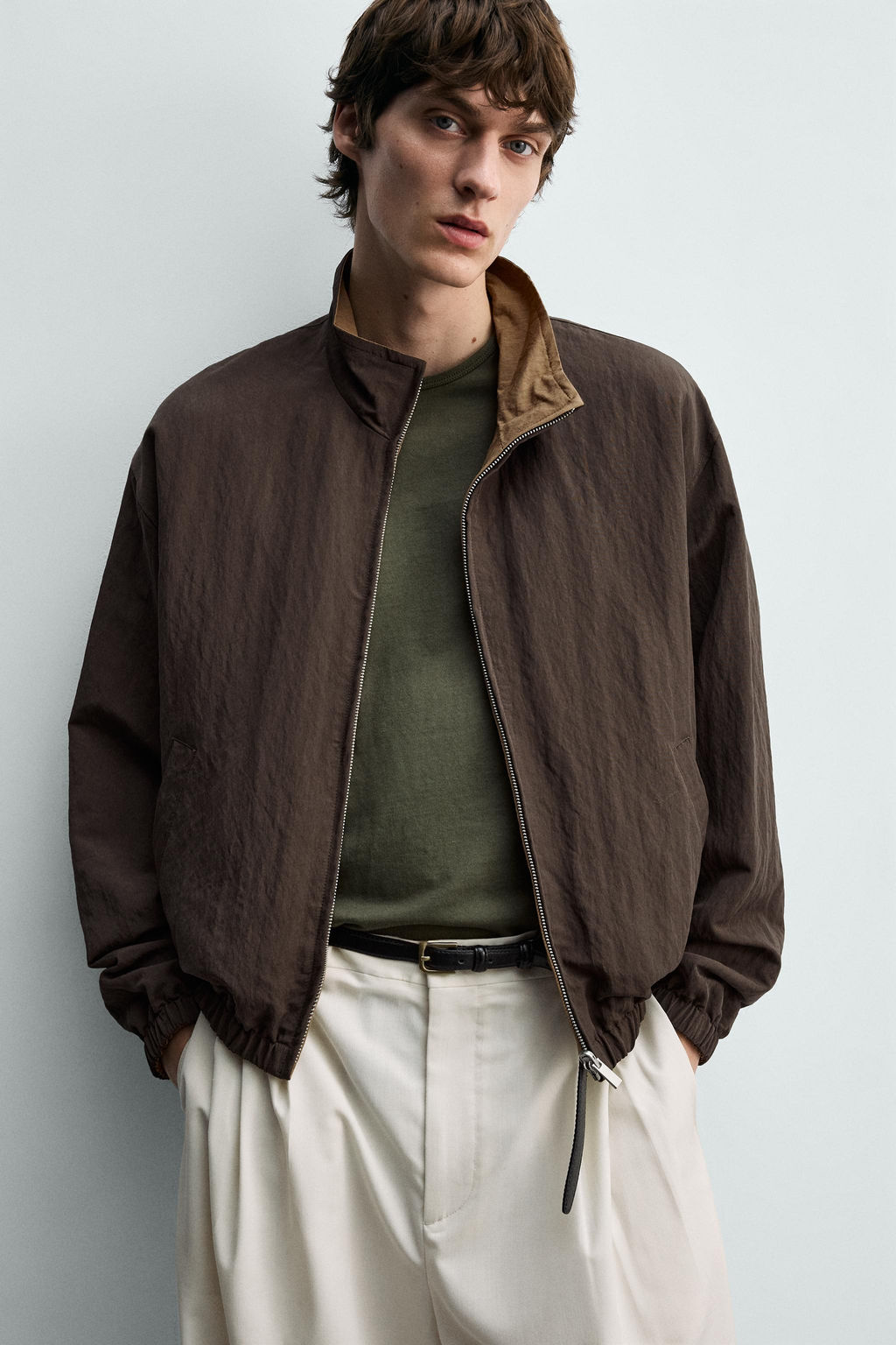CAZADORA BOMBER FLUIDA REVERSIBLE / Marr?n - Zara фото 5