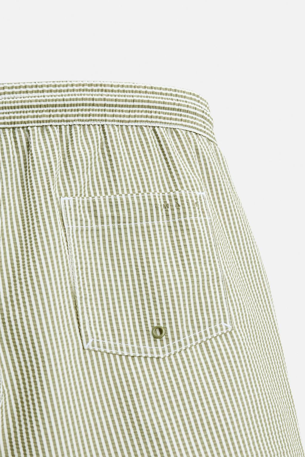 REGULAR STRIPE SEERSUCKER SWIMMING TRUNKS - Zara фото 8