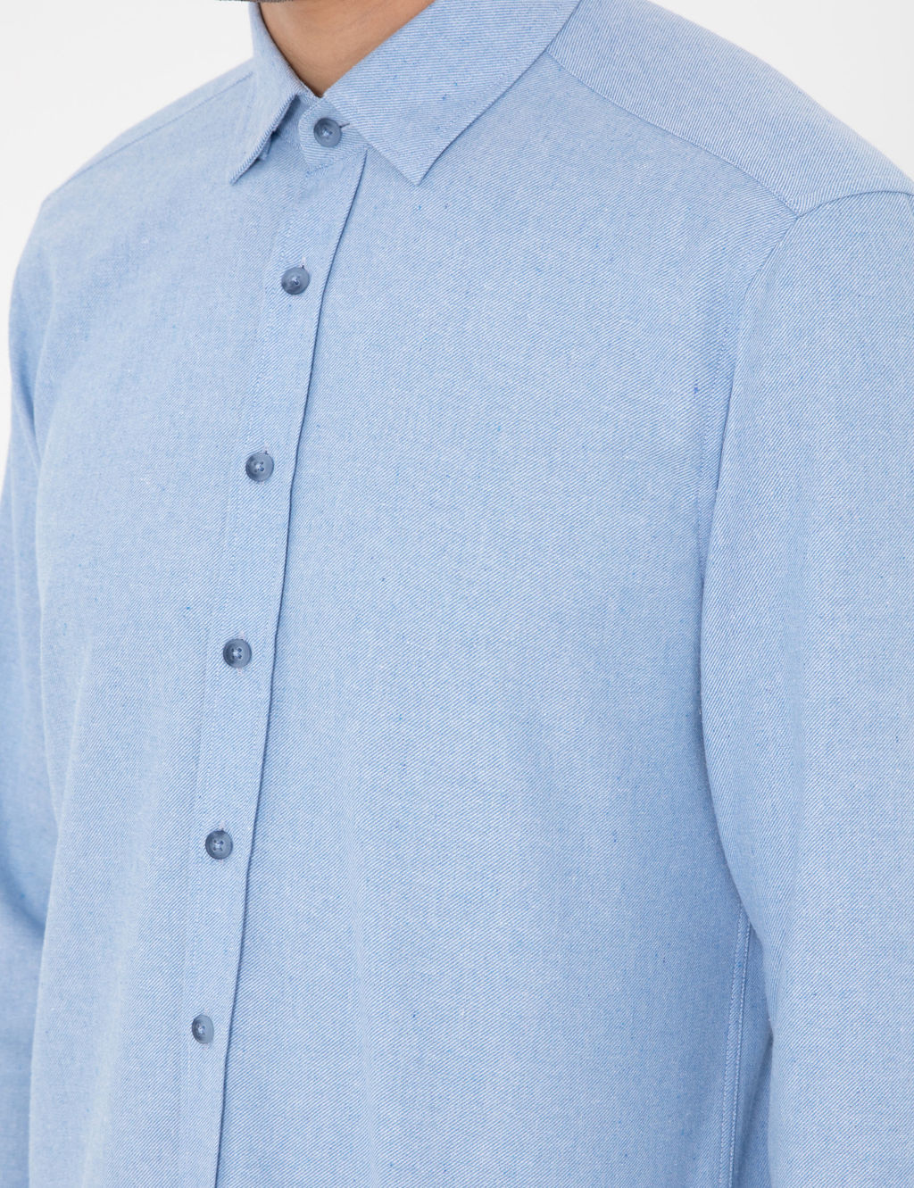 A__k Mavi Slim Fit Uzun Kollu G_mlek