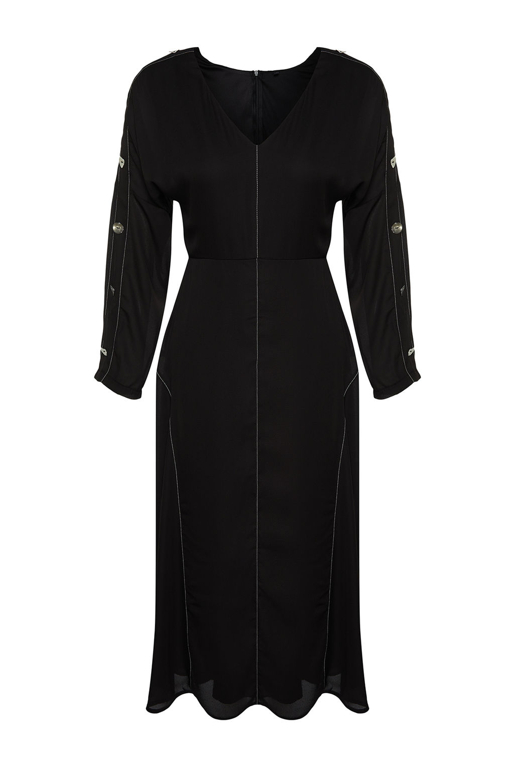 Trendyolmilla Limited Edition Siyah A Kesim Dikis Detayl? Dokuma Elbise TWOAW24EL00866  фото 6