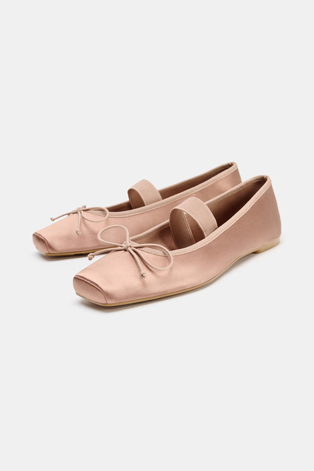SATIN BALLET FLATS WITH BOW - Zara фото 12