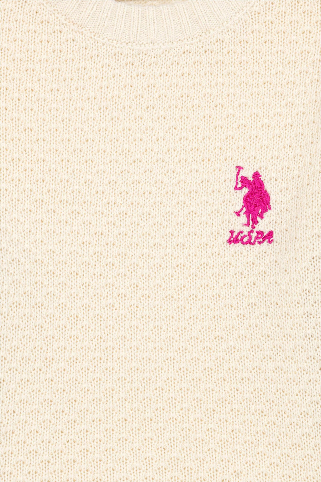 Кремовый меланжевый свитер для девочки - U.s. polo assn фото 4