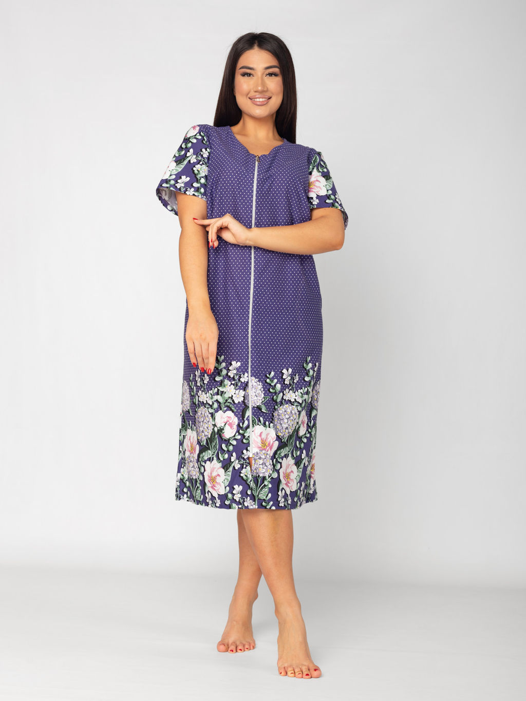 Халат женский кулирка на молнии "ВЕНЕРА" ФИОЛЕТОВЫЙ