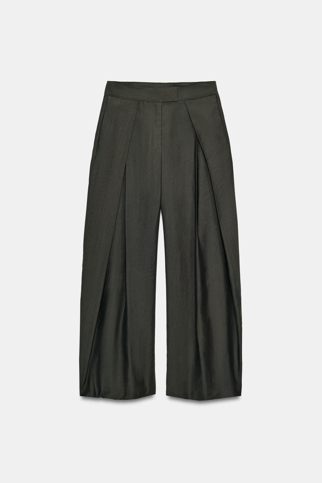 PANTAL?N WIDE LEG PLIEGUES ZW COLLECTION / Khaki - Zara фото 5
