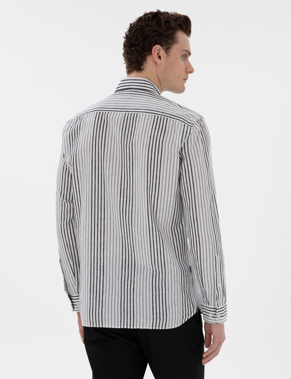 Siyah Regular Fit _izgili Uzun Kollu G_mlek - Pierre cardin фото 5