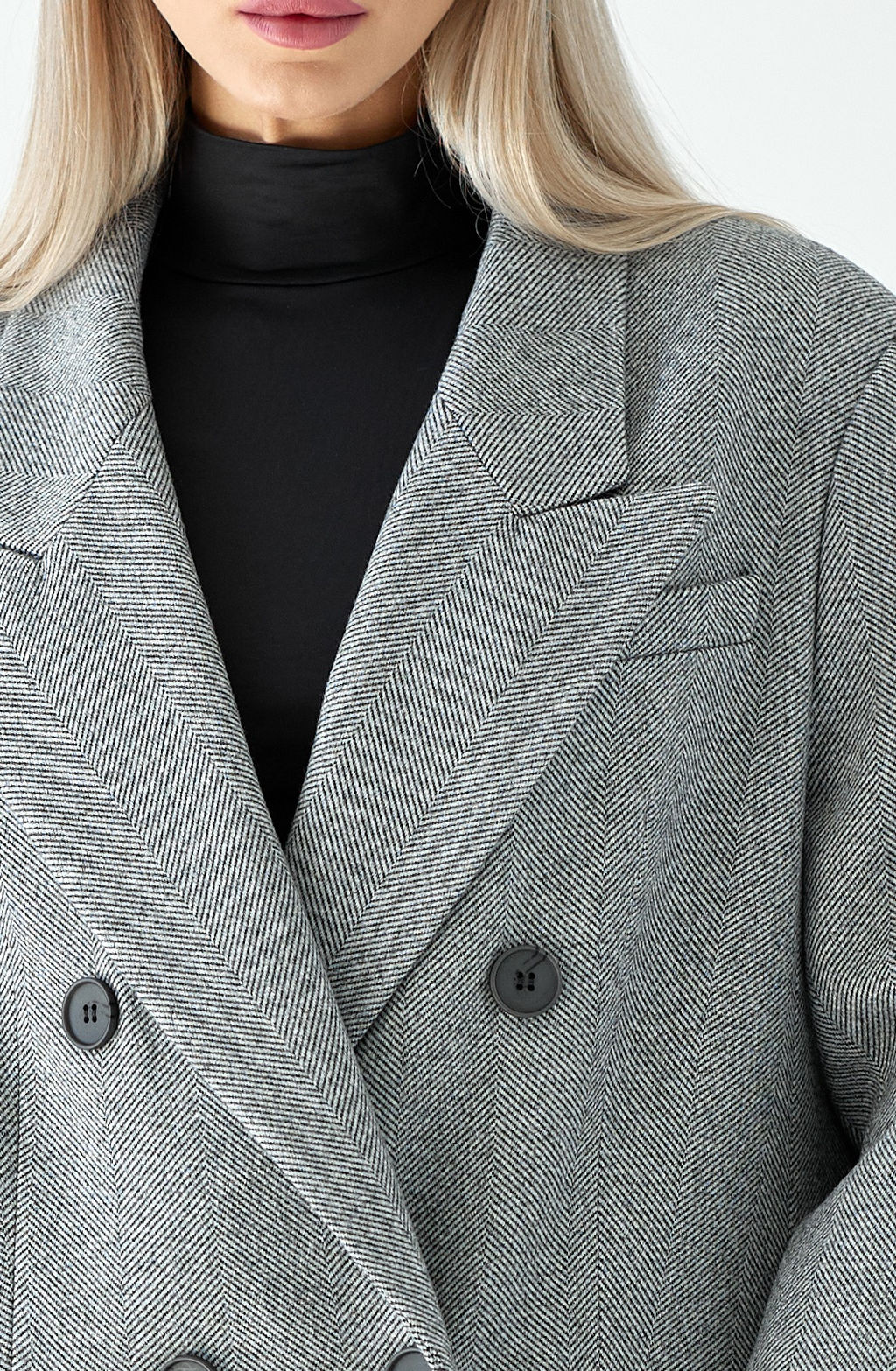 Пальто женское демисезонное 26830 (пепельный/ёлочка) - Kankan фото 4