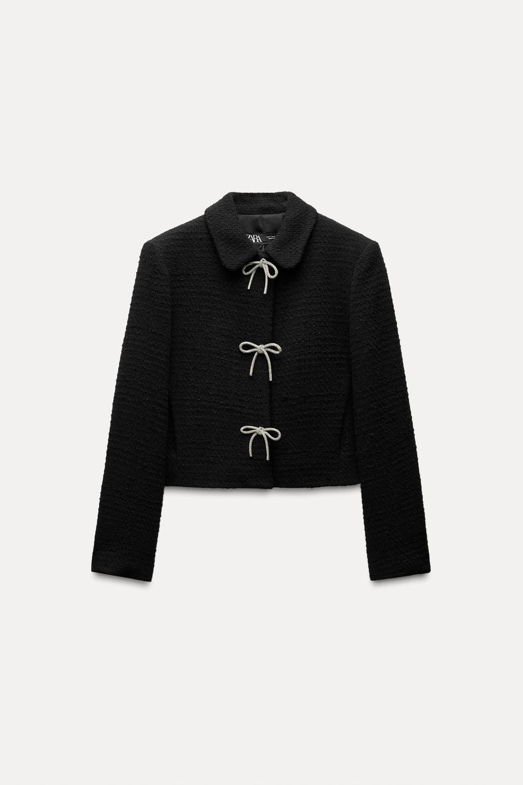 TEXTURED JACKET WITH BOW BUTTON - Zara фото 4