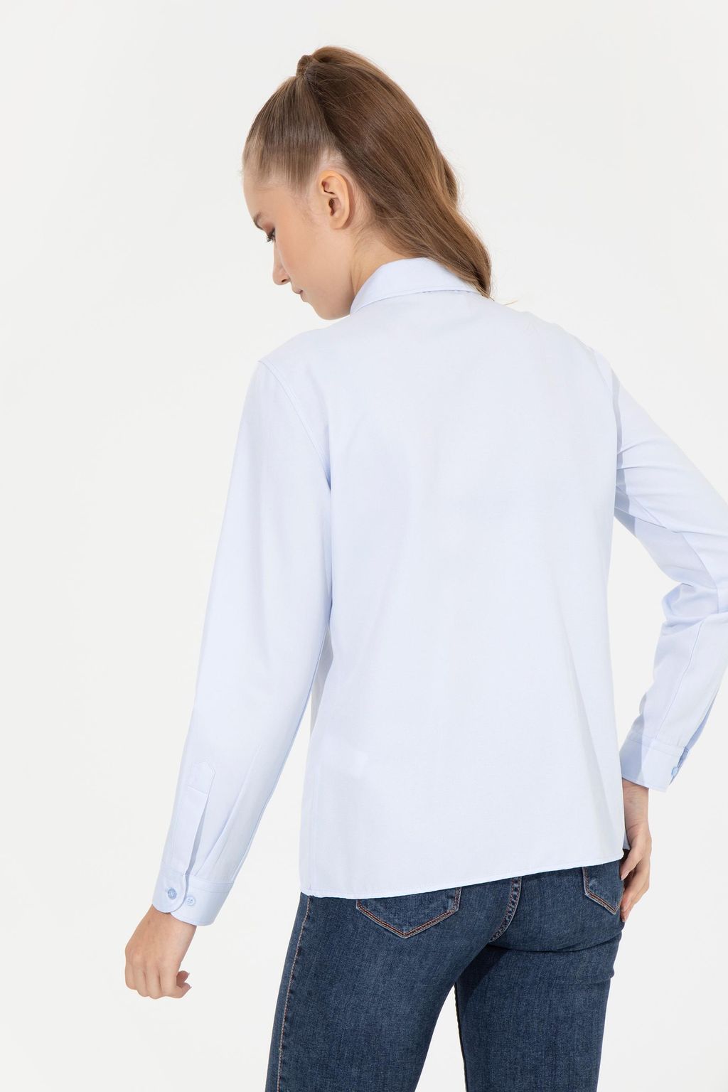 Женская голубая рубашка с длинным рукавом Basic - U.s. polo assn фото 5