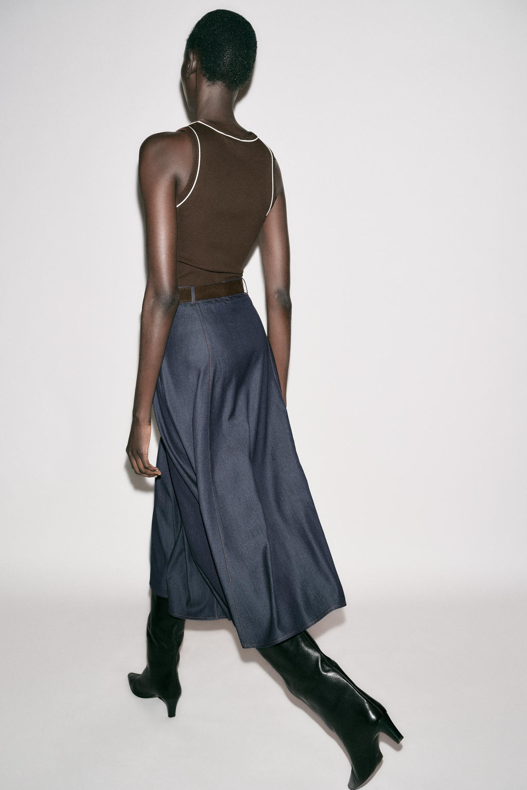 CONTRAST MIDI DRESS WITH BELT - Zara фото 7