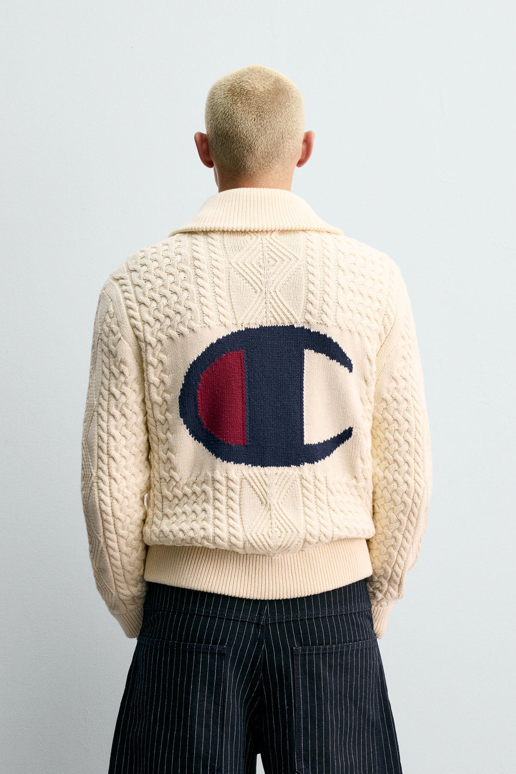 CHAMPION® X ZARA JACQUARD CABLE-KNIT CARDIGAN  фото 3
