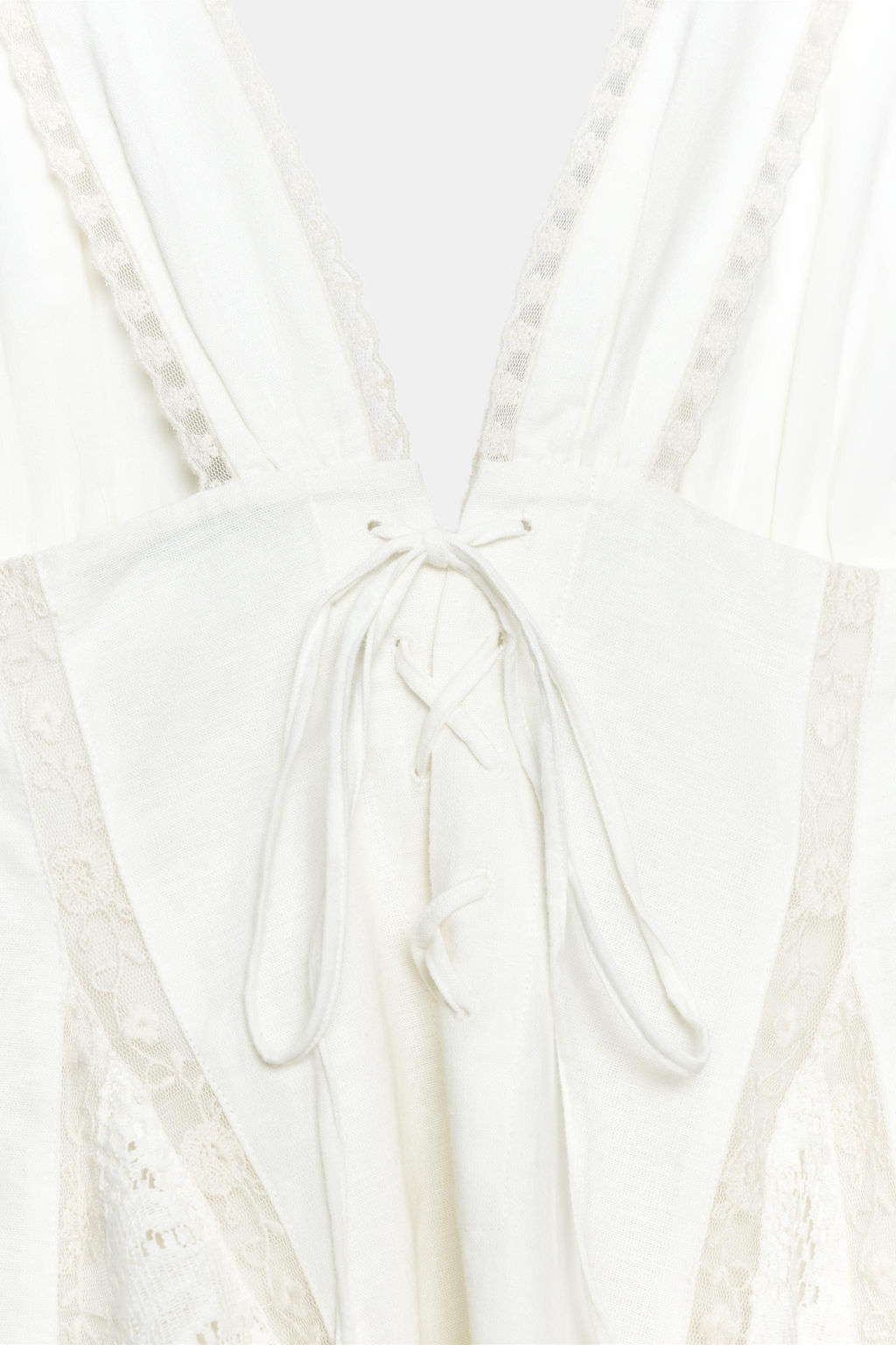 VESTIDO MINI QUILLAS ENCAJE / Blanco roto - Zara фото 7