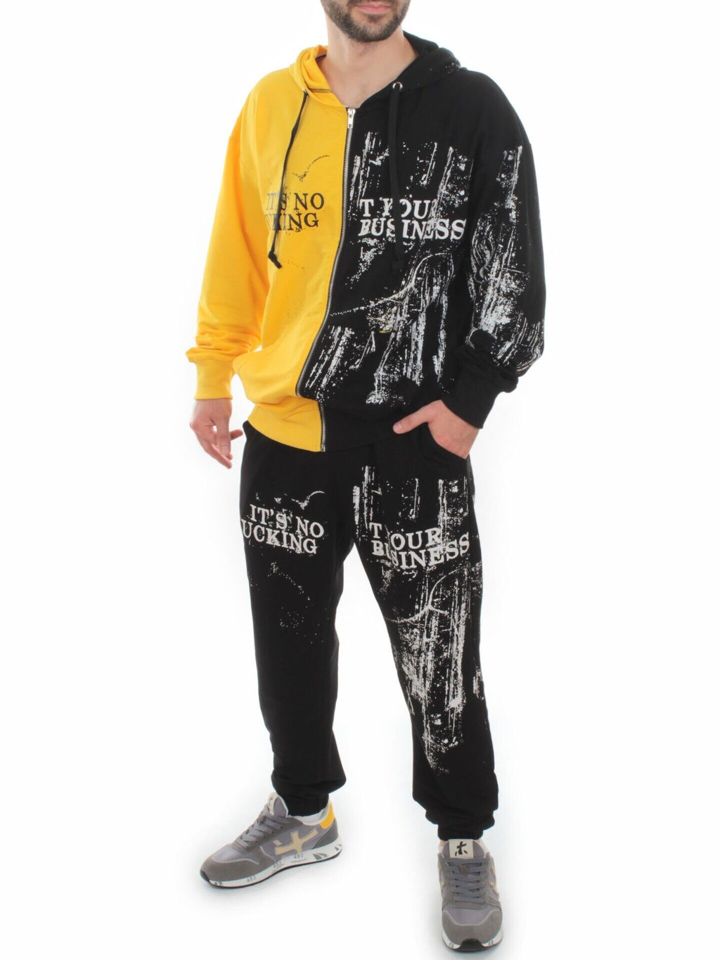 2630/7349 BLACK/YELLOW Костюм спортивный мужской (75% хлопок, 20% полиэстер, 5% спандекс) - Fashion фото 4