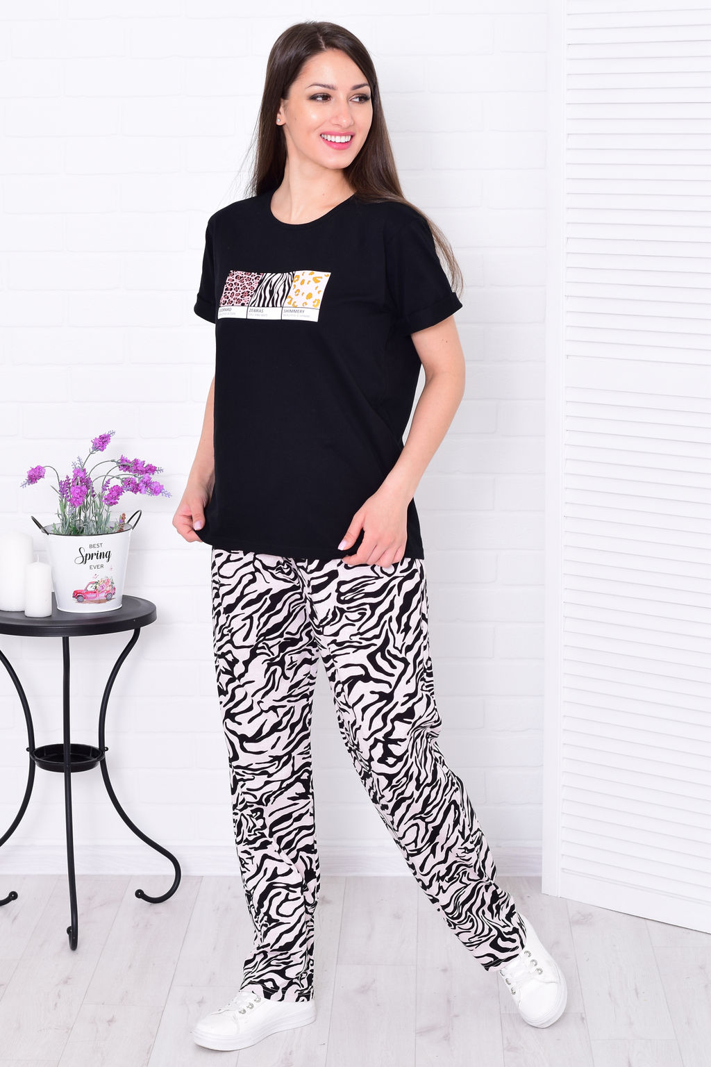 Пижама женская 5-327 (черный зебра)