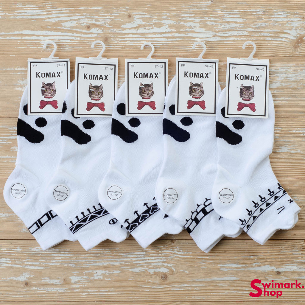 Носочки женские короткие белые с рисунком FP-3A, 10 пар в уп. - Swimark фото 2
