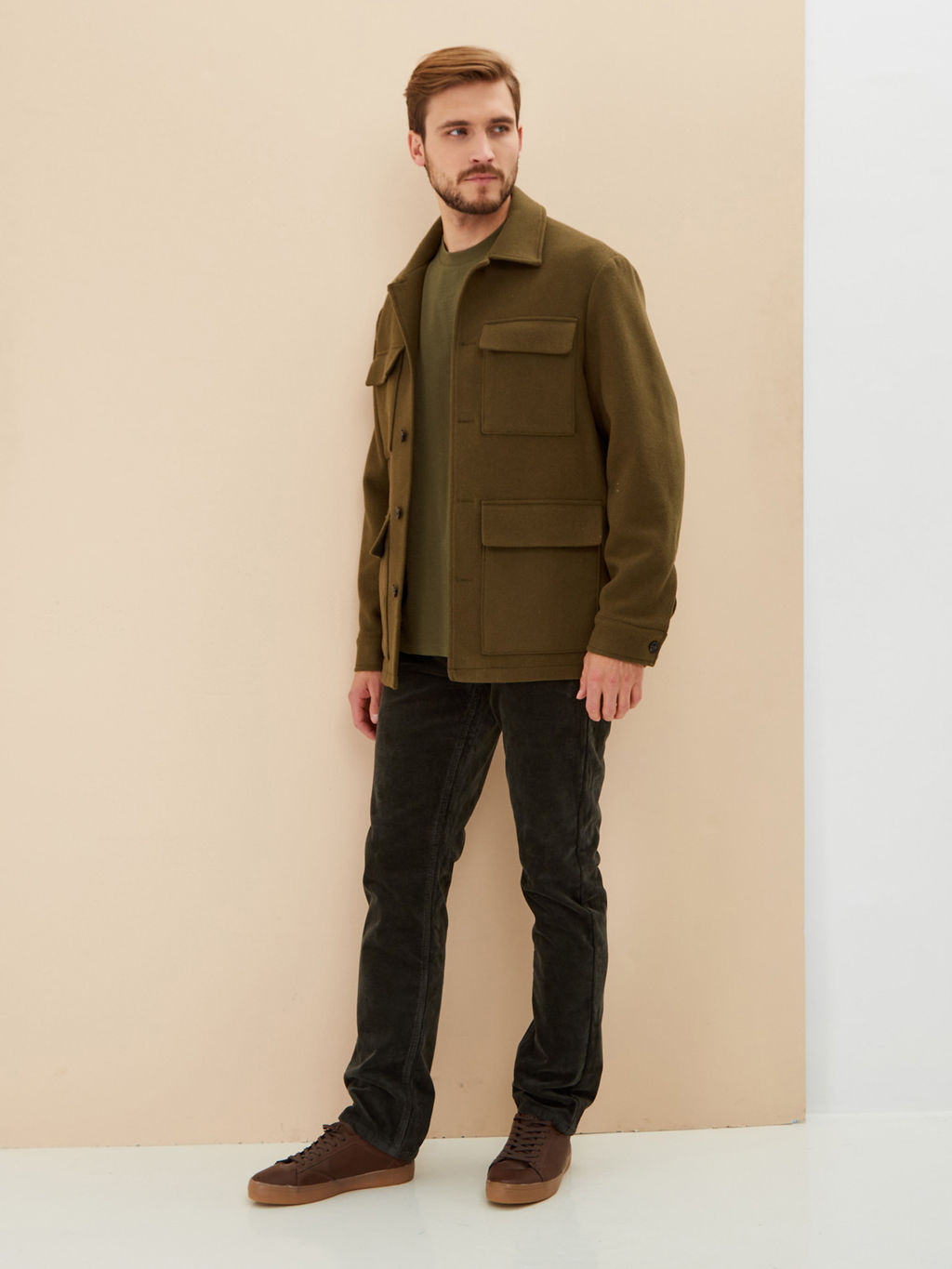 Утепленные мужские вельветовые брюки прямого кроя на флисе - Mossmore фото 34