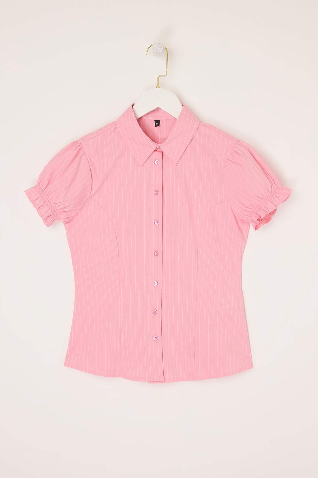 Ac?k Pembe Cizgili Bedene Oturan Gomlek TWOSS26GO00081