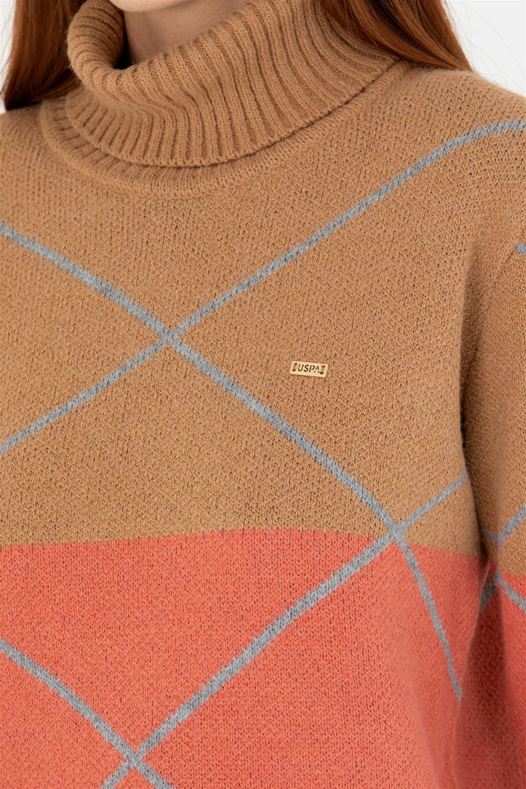 Женский свитер с высоким воротником песочного цвета Неожиданная скидка в корзине - U.s. polo assn фото 7