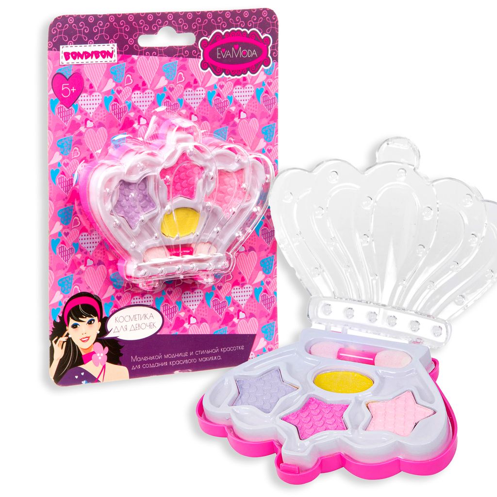 Набор детской декорат. косметики Bondibon Eva Moda, CRD 12,6х17,2 см, корона с тенями для век (4 отт  фото 2